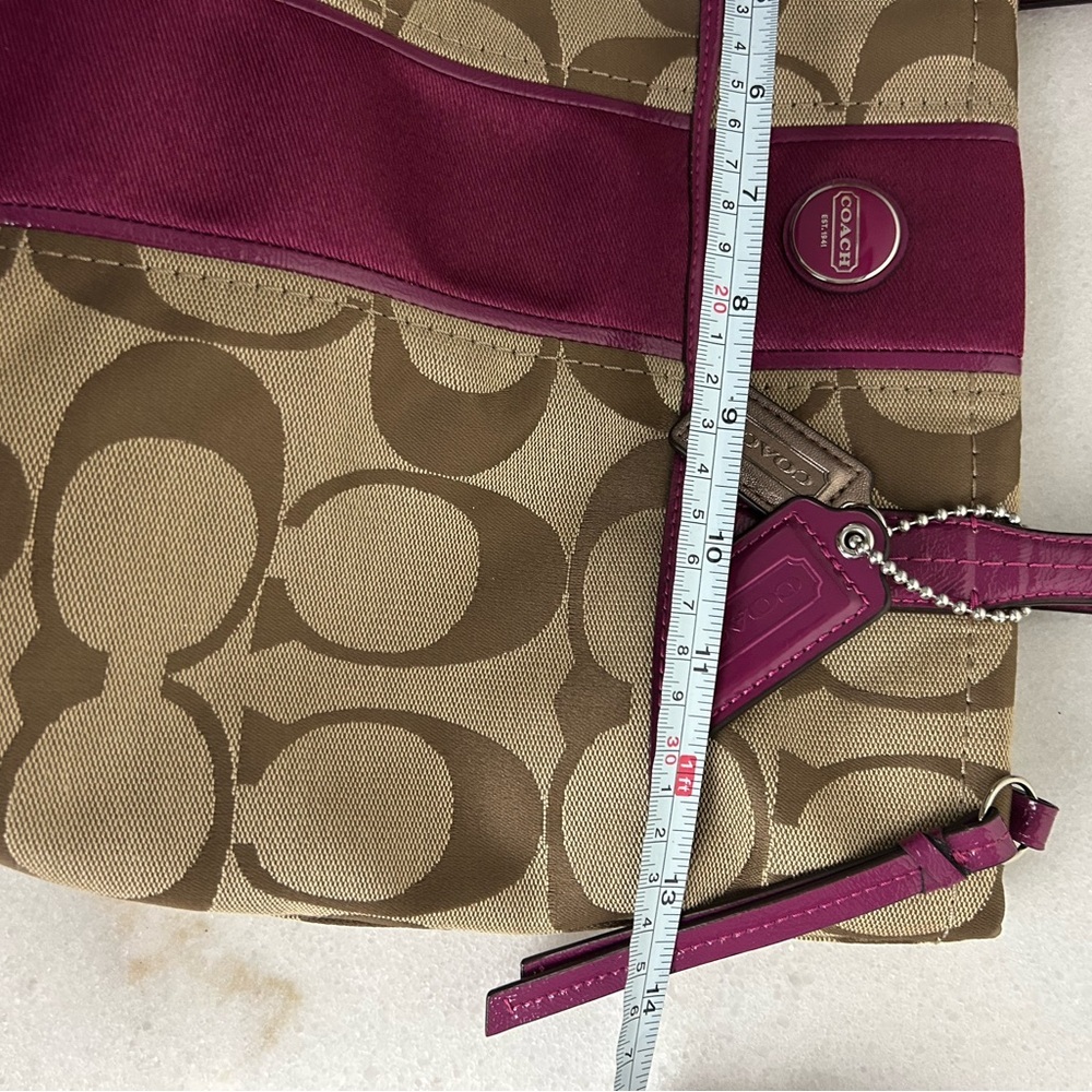 Vintage Y2K Coach Tote Bag - Tan and Purple - Picture 5 of 10